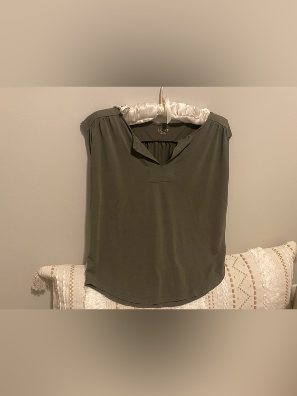 LOFT Olive V-Neck Sleeveless Top